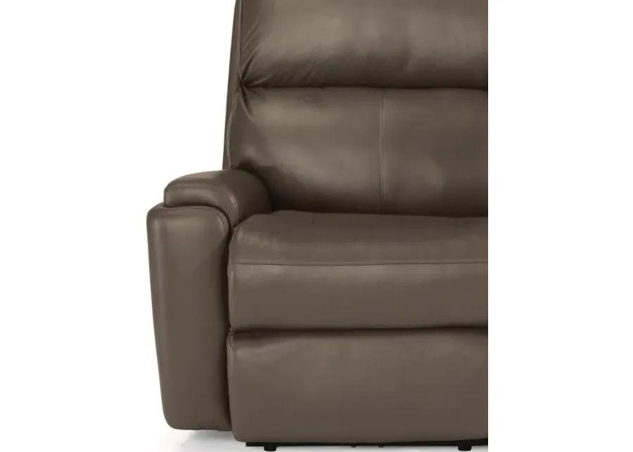 RIO DARK STONE POWER RECLINING LEATHER LOVESEAT WITH POWER HEADRESTS