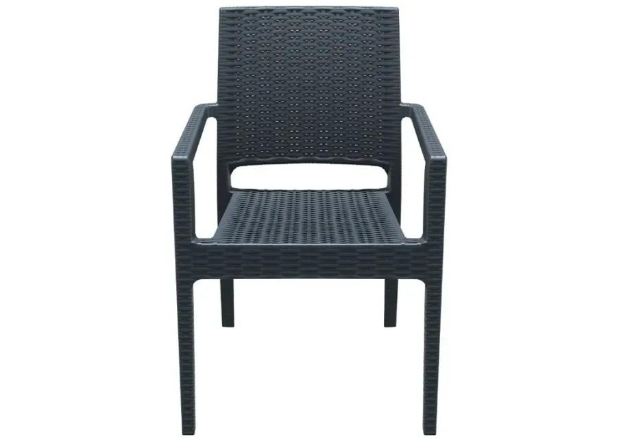 IBIZA RESIN WICKERLOOK DINING ARM CHAIR DARK GRAY