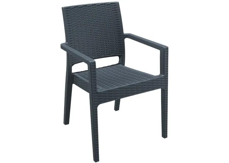 IBIZA RESIN WICKERLOOK DINING ARM CHAIR DARK GRAY