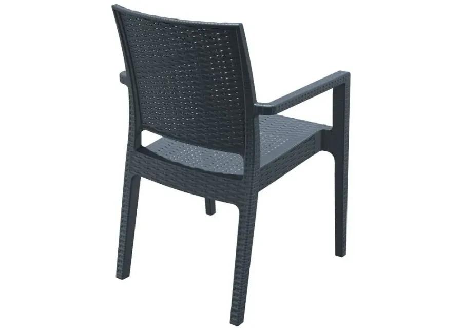 IBIZA RESIN WICKERLOOK DINING ARM CHAIR DARK GRAY