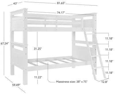 Powell Kids/Teens Beckett White Twin Over Twin Bunk Bed