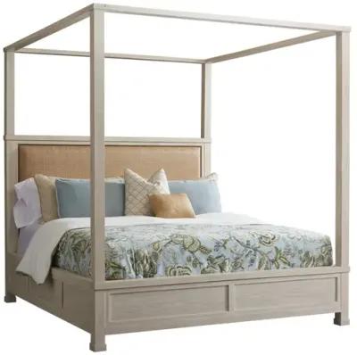 Barclay Butera by Lexington Newport Shorecliff Wood Canopy King Bed in White Washed