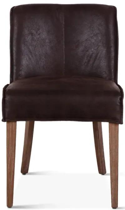 Home Trends Design Grosvenor Dark Brown Leather Side Armless Chair