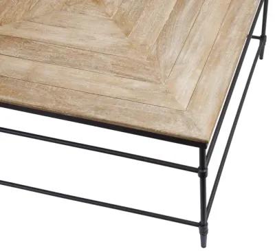 FENWAY 36 INCH SOLID WOOD SQUARE COFFEE TABLE IN PICKLED MANGO