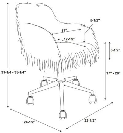 Linon Fiona Faux Fur White Desk Chair