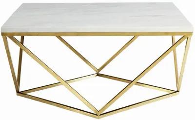 Meryl Square Faux Marble Top Coffee Table White & Gold