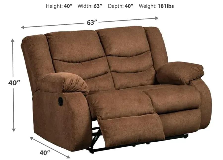 TULEN RECLINING LOVESEAT CHOCOLATE SIGNATURE DESIGN