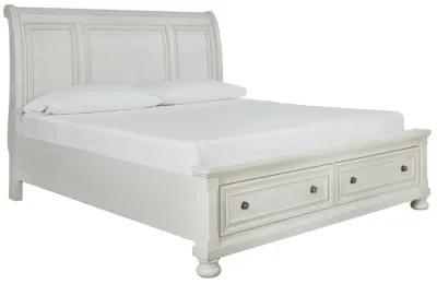 Robbinsdale Antique White California King Sleigh Bed with Storage