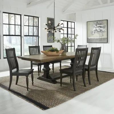 Liberty Furniture Harvest Home 7-Piece Chalkboard Trestle Dining Table Set