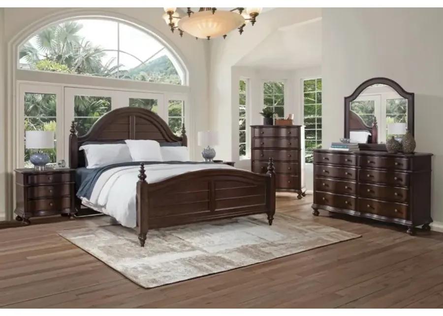 RODANTHE CHERRY BRUNETTE QUEEN PANEL COMPLETE BED