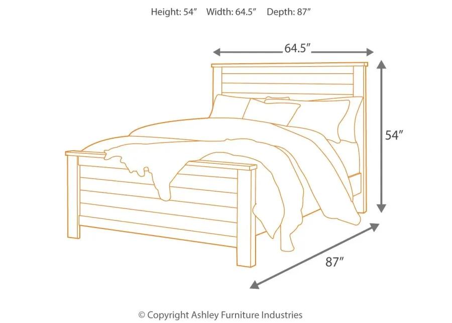 WILLOWTON QUEEN PANEL BED WHITEWASH SIGNATURE DESIGN