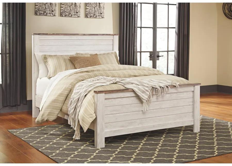 WILLOWTON QUEEN PANEL BED WHITEWASH SIGNATURE DESIGN