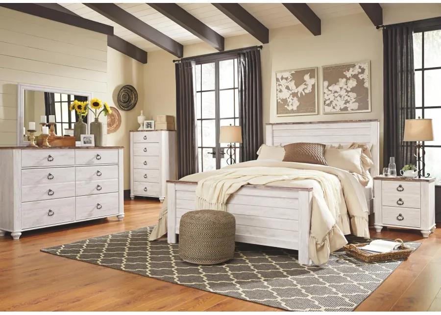 WILLOWTON QUEEN PANEL BED WHITEWASH SIGNATURE DESIGN