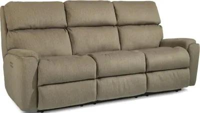 Flexsteel Rio Pewter Power Reclining Sofa with Power Headrests