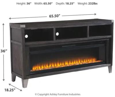 Ashley 65 Inch Todoe TV Stand with Electric Fireplace Gray