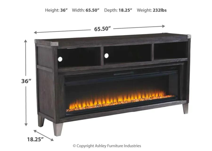 TODOE 65" TV STAND WITH ELECTRIC FIREPLACE GRAY SIGNATURE DESIGN