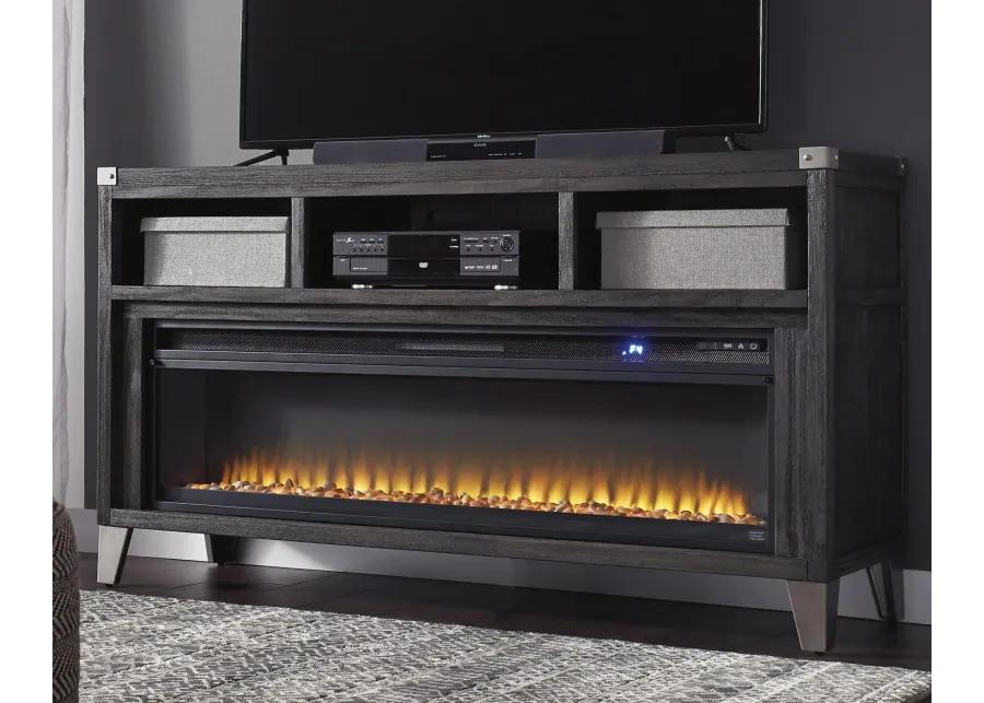 TODOE 65" TV STAND WITH ELECTRIC FIREPLACE GRAY SIGNATURE DESIGN