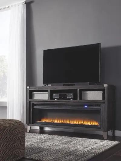 Ashley 65 Inch Todoe TV Stand with Electric Fireplace Gray