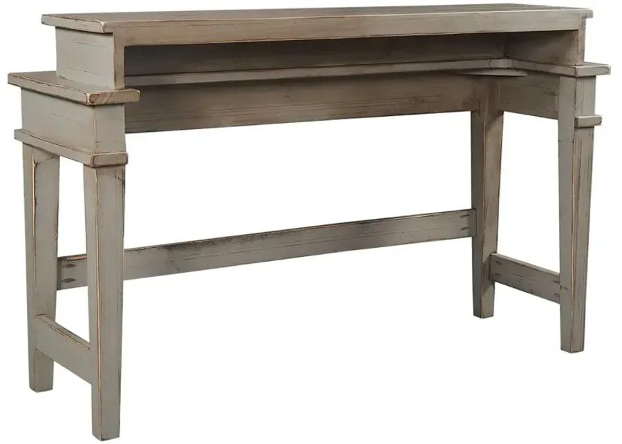 REEDS FARM WEATHERED GREY CONSOLE BAR STOOLS & TABLE SET