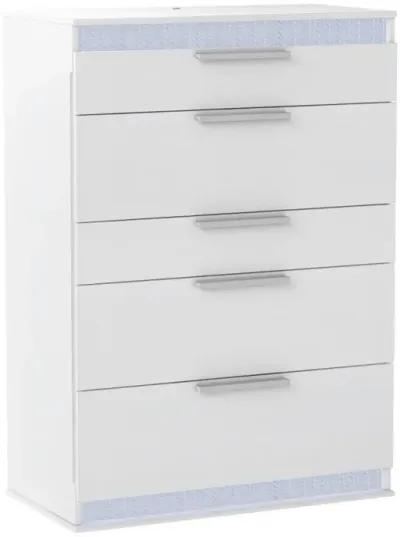 Chintaly Moscow Modern Gloss White 5-Drawer Bedroom Chest