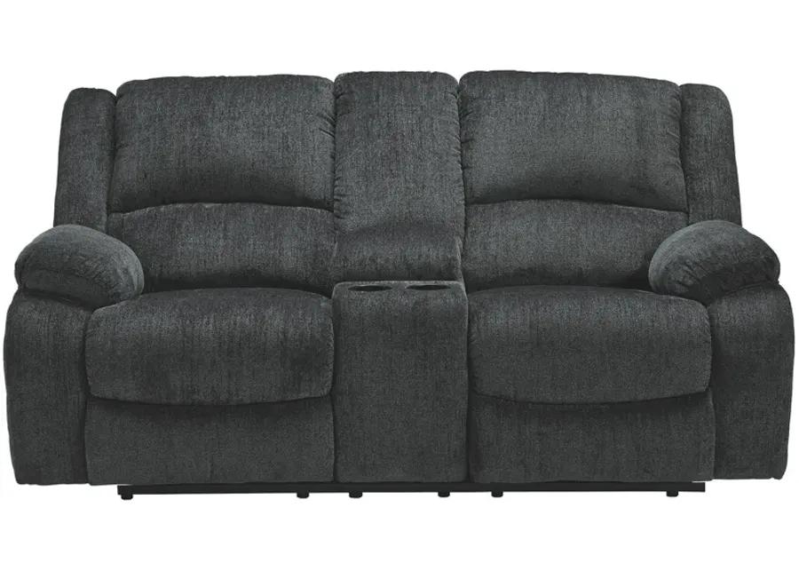 DRAYCOLL RECLINING LOVESEAT WITH CONSOLE SLATE SIGNATURE DESIGN