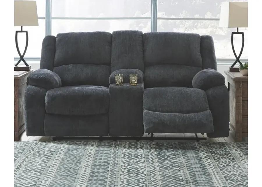 DRAYCOLL RECLINING LOVESEAT WITH CONSOLE SLATE SIGNATURE DESIGN