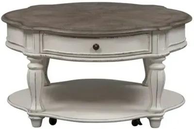 Liberty Furniture Magnolia Manor Antique White 1-Drawer Round Cocktail Table