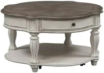 Liberty Furniture Magnolia Manor Antique White 1-Drawer Round Cocktail Table