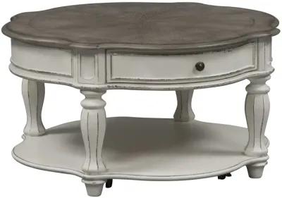 Liberty Furniture Magnolia Manor Antique White 1-Drawer Round Cocktail Table