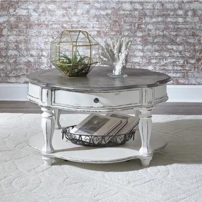 Liberty Furniture Magnolia Manor Antique White 1-Drawer Round Cocktail Table