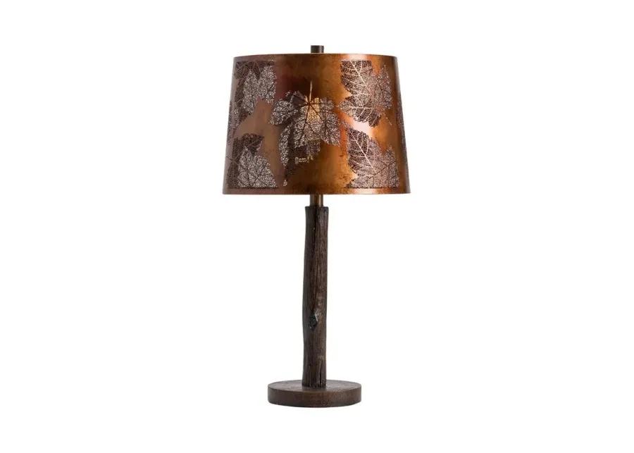 OAK RUN ANTIQUE COPPER/RUSTIC WOOD TABLE LAMP