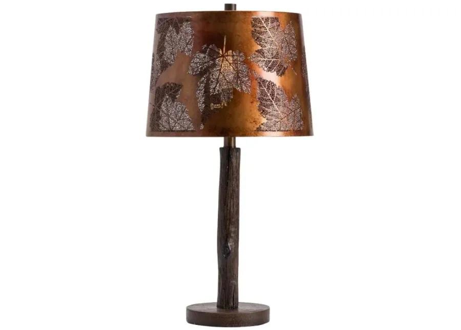 OAK RUN ANTIQUE COPPER/RUSTIC WOOD TABLE LAMP