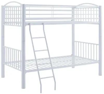 Powell Kids/Teens Heavy Metal Twin Over Twin White Bunk Bed