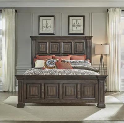 Liberty Furniture California King Distressed Brownstone Panel Bed Set Big Valley