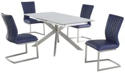 Chintaly Nala Dining Set with Pop-Up Extendable Ceramic Top Table & 4 Cantilever Chairs