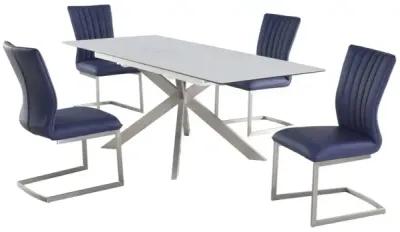 Chintaly Nala Dining Set with Pop-Up Extendable Ceramic Top Table & 4 Cantilever Chairs