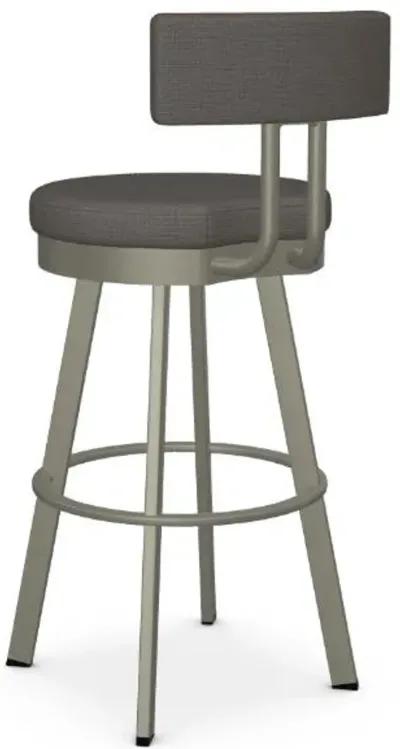 Amisco Barry Slate Swivel Bar Height Stool in Titanium Finish