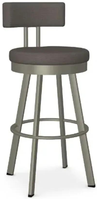 Amisco Barry Slate Swivel Bar Height Stool in Titanium Finish