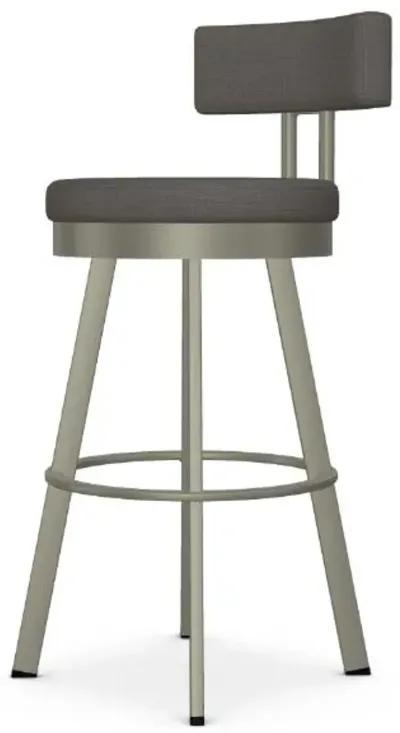 Amisco Barry Slate Swivel Bar Height Stool in Titanium Finish