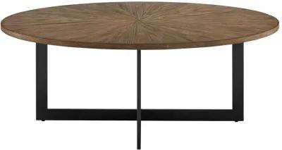 Colton Sunburst Ash Cocktail Table with Iron Base & 2-End Tables