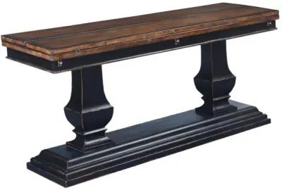 SEDONA DISTRESSED BLACK & RUSTIC PECAN TOP EXPANDABLE SOFA CONSOLE TABLE