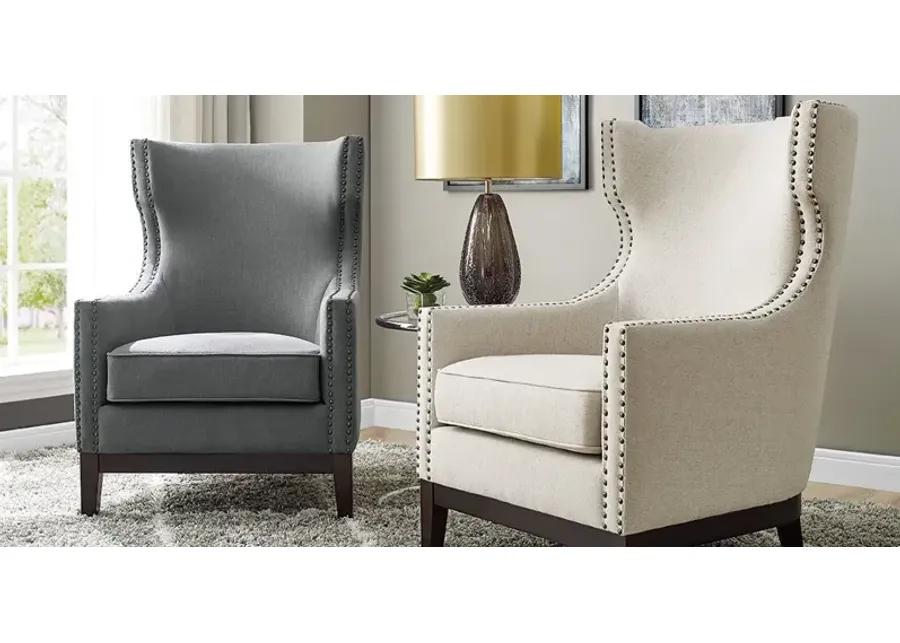 ROSWELL BEIGE WINGBACK CHAIR