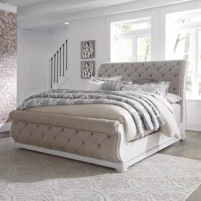 Liberty Furniture Magnolia Manor Antique White California King Upholstered Sleigh Bed