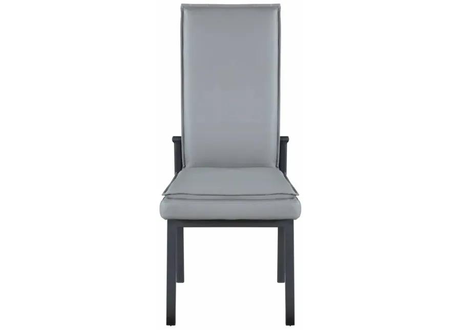 MONICA GREY MOTION-BACK SIDE CHAIR WITH SEMI-ATTACHED SEAT CUSHION