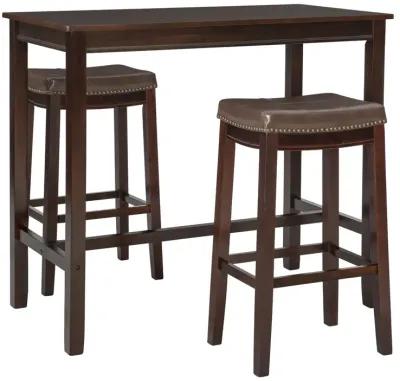 Linon Claridge 3-Piece Brown Bar Stools & Table Set