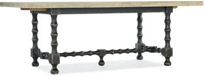 CIAO BELLA 84 INCH TRESTLE TABLE WITH TWO 18 INCH LEAVES FLAKY WHITE/BLACK