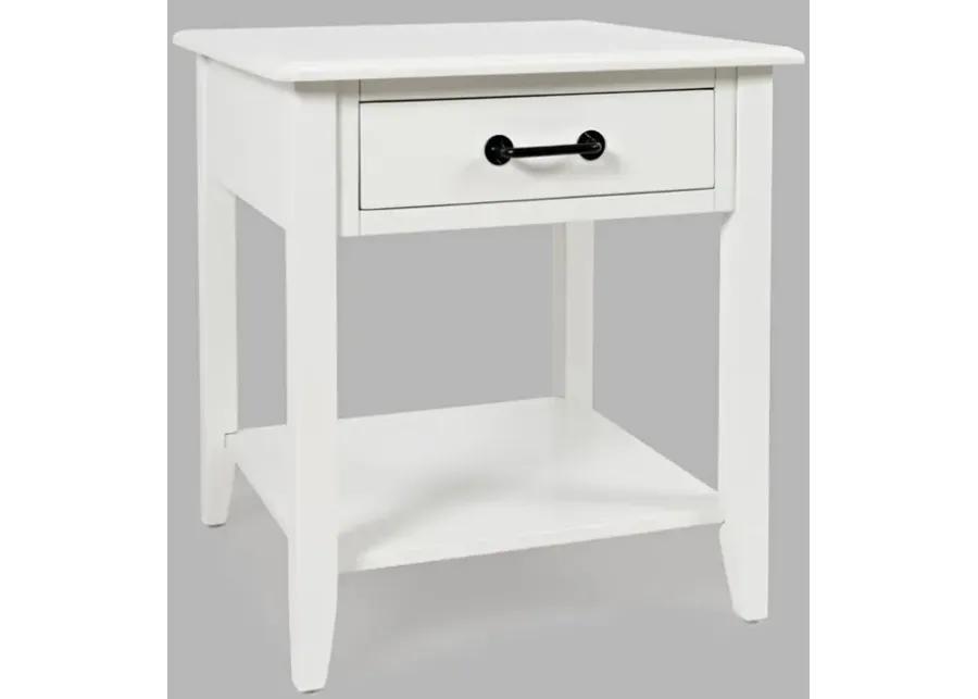 NORTH FORK END TABLE W/DRAWER WHITE