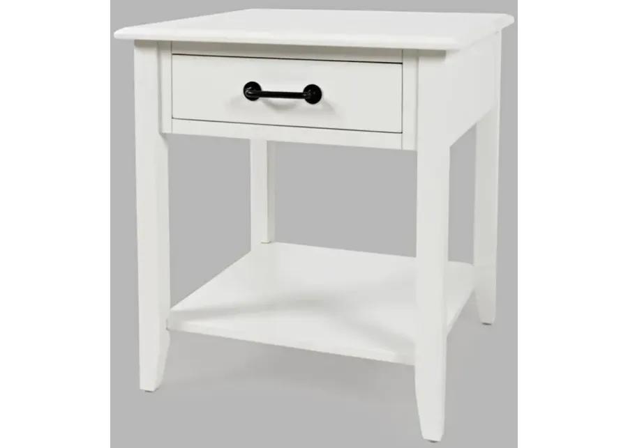 NORTH FORK END TABLE W/DRAWER WHITE