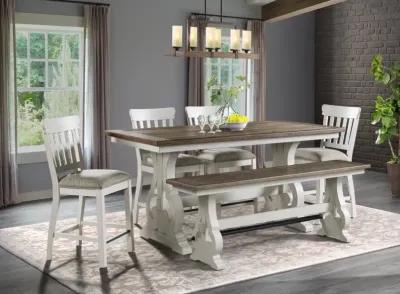 Intercon Drake Two-Toned Rustic White & French Oak Dining Bench