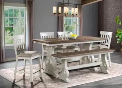 Intercon Drake Two-Toned Rustic White & French Oak Dining Bench